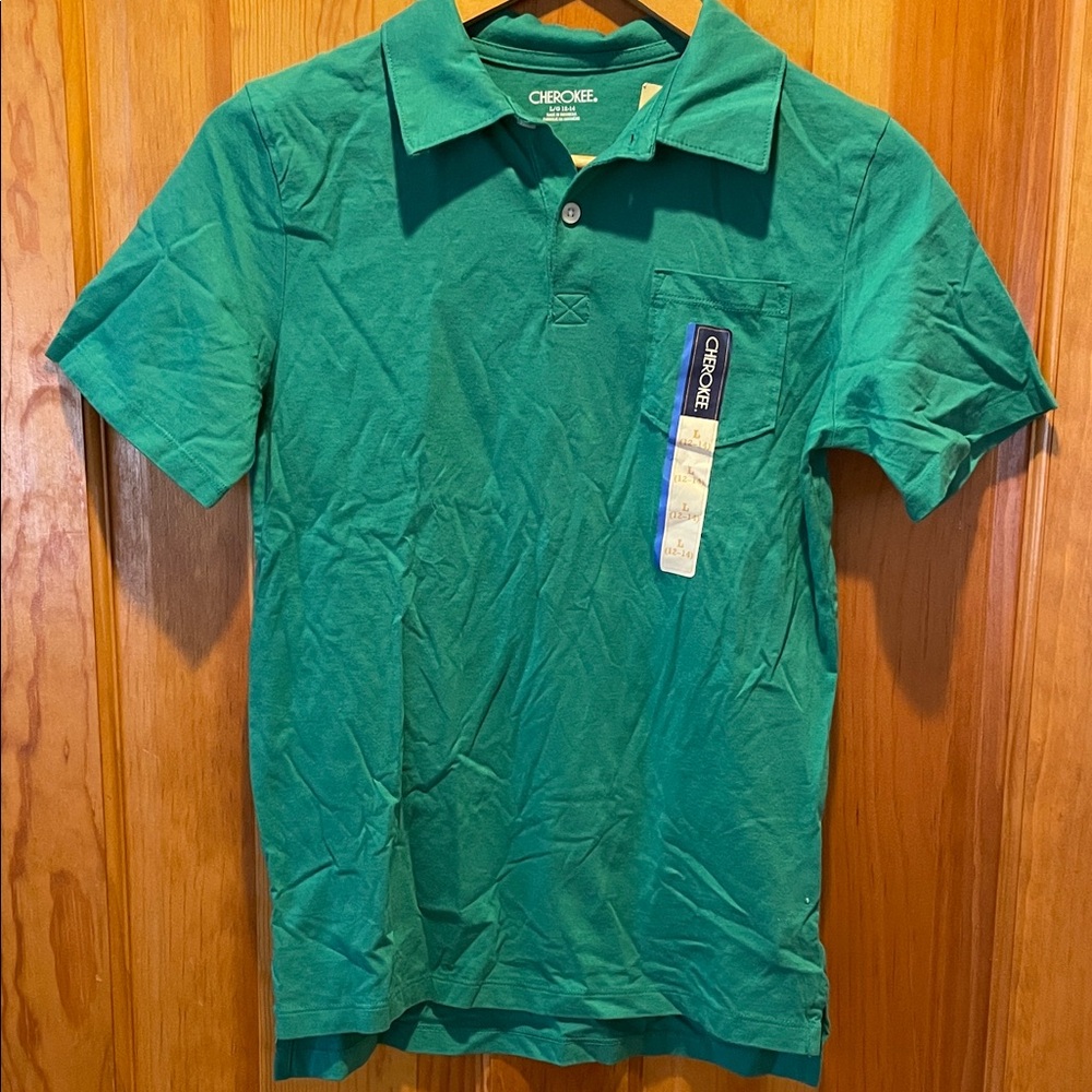 Cherokee Vibrant Green Polo Shirt for boys. Size 12-14